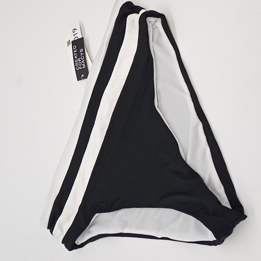 Bar III Colorblocked High-Waist Bikini Swim Bottom Black White L